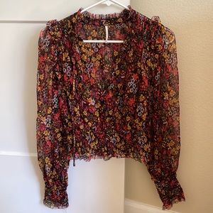 Free People Floral Twyla Smocked Blouse